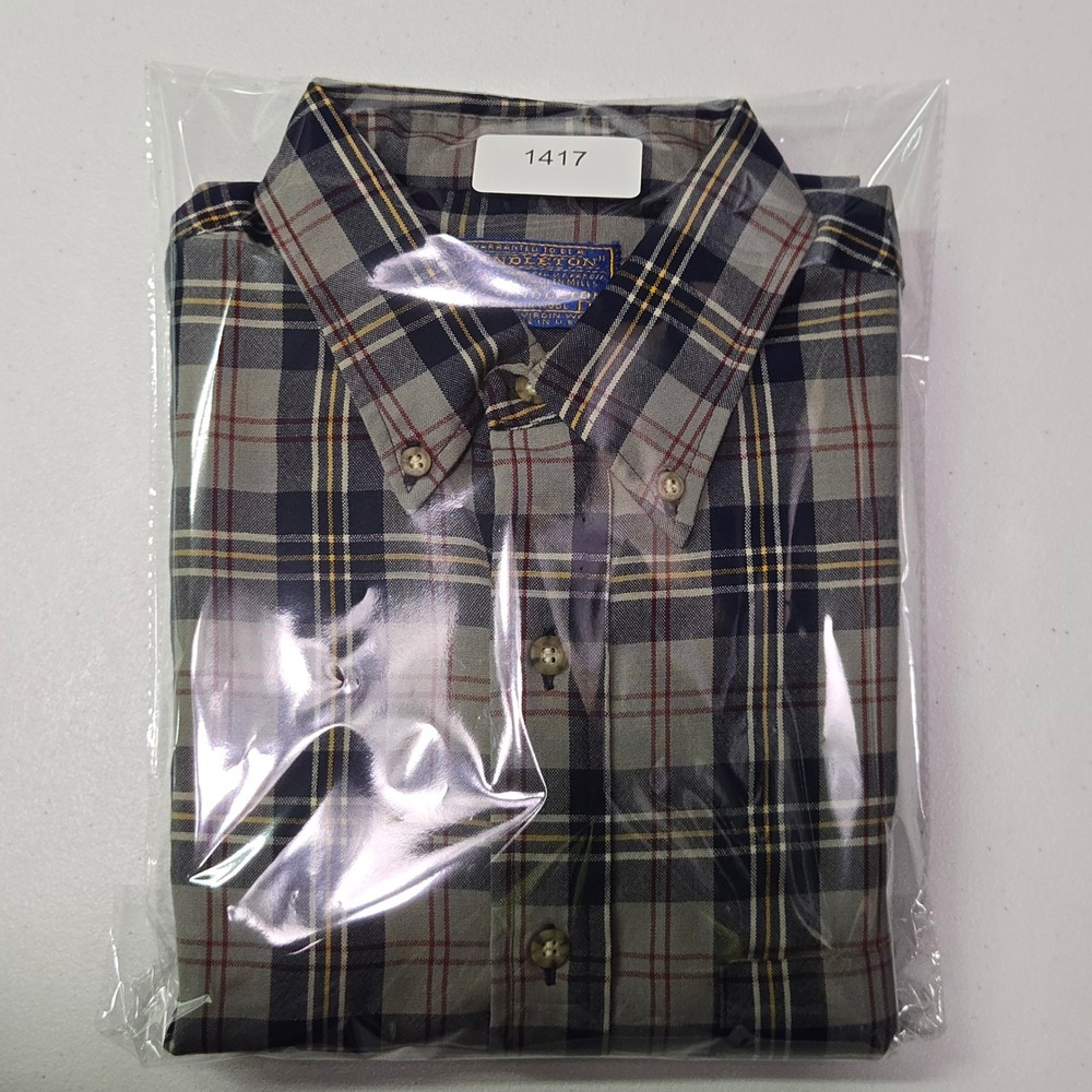 Vintage Pendleton Sir Pendleton Shirt Mens M Grey Blue Plaid Virgin Wool USA - Picture 11 of 11